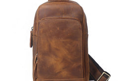 Cool Mens Leather Chest Bags Sling Bag Sling pack Shoulder Sling bags For Men