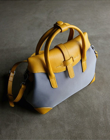 Small Womens Gray&Yellow NYLON Handbag Purse Cute NYLON Shoulder Bag Crossbody Purse for Ladies
