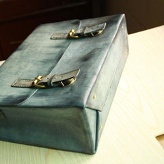 Handmade Vintage Leather Mens Messenger Bags Gray Shoulder Bag for Men