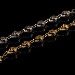 Silver Brass Stainless Steel Biker Trucker Skull Heavy Gothic Skulls Men Bracelet Biker Jewelry