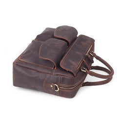 Vintage Brown Leather Men's 15'' Computer Briefcase Handbag Professional Briefcase For Men
