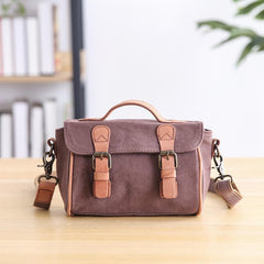 Canvas Leather Womens Green handbag Side Bag Khaki Messenger Bag Small Shoulder Bag For Men