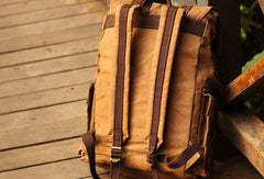 Mens Cool Waxed Canvas Backpack Black Travel Backpack Canvas Hiking Backpack for men