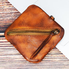 Vintage Small Leather Men's Coin Holder Change Wallet Change Holder For Men
