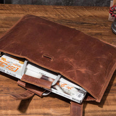 Cool Leather Mens Briefcase 13inch Laptop Bag Work Handbag Business Bags for Men