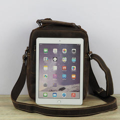 Cool Leather Mens Small Messenger Bag Side Bag Small Vintage Shoulder Bag for Men