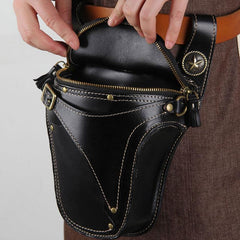 Leather Belt Pouch Mens Small Cases Waist Bag Hip Pack Belt Bags for Men