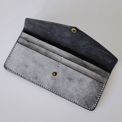 Handmade LEATHER Womens Long Wallet Leather Envelope Long Wallet FOR Women