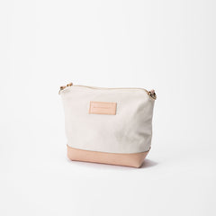 Fashion White Canvas Leather Women Makeup Pouch Canvas Shoulder Bag For Women