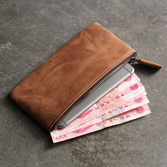 Vintage LEATHER Womens Long Clutch Wallet Zipper Slim Long Wallet FOR Women