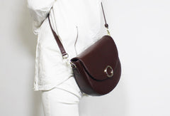 Genuine Leather Saddle Purse Bag Shoulder Bag for Women Leather Crossbody Bag