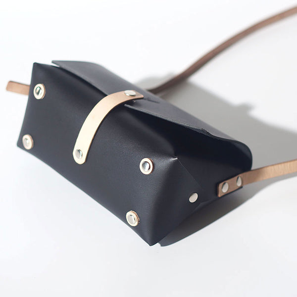 Handmade Leather Black Womens Small Cute Shoulder Purse Crossbody Bag for Women GH02891005