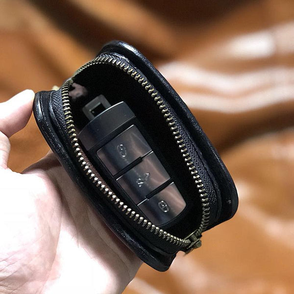 Handmade Brown Leather Mens Cool Key Wallets - Back View
