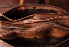 Cool leather mens Briefcase vintage Shoulder Bag weekender bag travel bag for men - EverHandmade