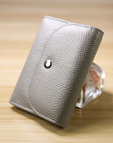 Cute Women Gray Leather Change Wallet Coin Wallet Small Billfold Wallet For Women