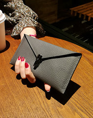 Cute Womens Purple Leather Envelope Wallet Slim Clutch Purse Checkbook Long Wallet for Women