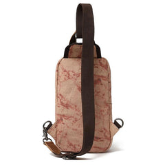 Rustic Canvas Leather Mens Sling Bags Chest Bag One Shoulder Pack for men