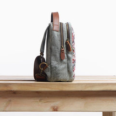 Folk Canvas Leather Mens Sling Bag Chest Bag One Shoulder Pack for men