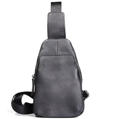 Handmade Brown Leather Mens Sling Bag One Shoulder Backpack Chest Bag for men