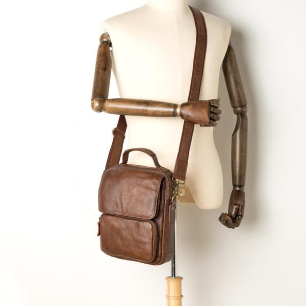 Cool Brown Leather 10 inches Vertical Small - Back View