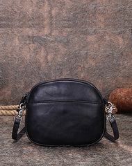 Vintage Small Leather Womens Round Green Shoulder Bag Handmade Around Crossbody Purse for Ladies