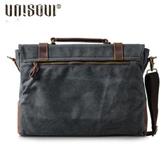 Mens Canvas Leather Cool Side Bag Messenger Bag Canvas Handbag for Men