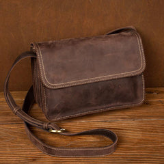 Cool Dark Brown Mens Leather 8inches Small Courier Bag Side Bags Messenger Bags for Men