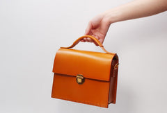 Handmade Leather Handbag Square Purse Crossbody Shoulder Bag for Girl Women Lady - EverHandmade