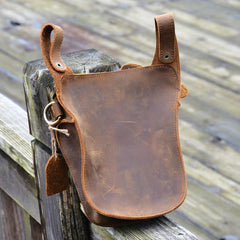 Cool Brown Leather Men's Belt Bag Waist Bag Motorcycle Bag Belt Pouch For Men