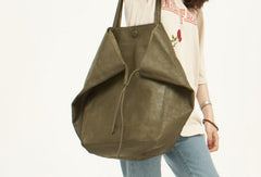 Handmade Genuine Leather Handbag Large Tote Bag Shopper Bag Shoulder Bag Purse For Women