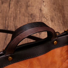 Vintage Brown Leather Handbag Tote Messenger Bag Shoulder Tote Purse For Women