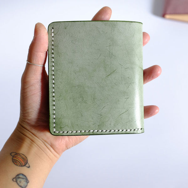 Handmade LEATHER Womens Small Bifold Wallet Leather Small Wallets FOR Women ZOWU00881039