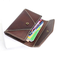 Leather Mens Card Wallet Front Pocket Wallet Envelope Cool Small Change Wallet for Men