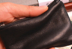 Handmade Genuine Leather Slim Zip Wallet billfold Wallet Coin Purse Bag For Mens