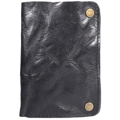 Wrinkled Leather Mens Brown billfold Wallet Front Pocket Leather Black Bifold Wallet Small Wallets for Men
