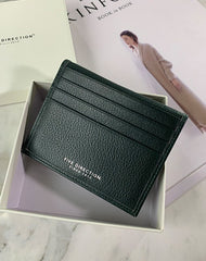 Minimalist Women Gray Leather Slim Card Holders Small Card Wallet Cute Card Holder Credit Card Holder For Women