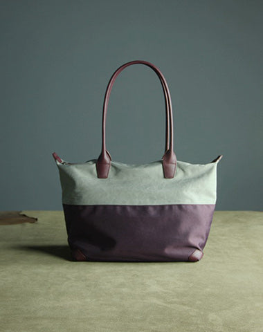 Purple Womens Nylon Shoulder Handbag Womens Nylon Contrast Color Purple Shoulder Work Purse Nylon for Ladies