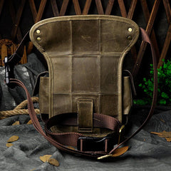 Biker Mens Leather Drop Leg Bag Waist Bag Side Bag Belt Pouch Pack for Men