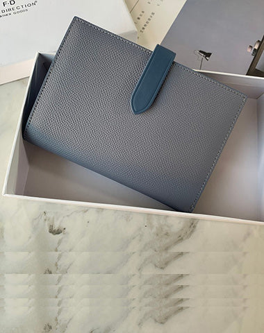 Minimalist Women Gray Vegan Leather Slim Card Wallet Billfold Passport Wallet Slim Travel Wallet For Women