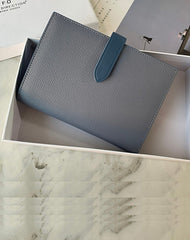 Minimalist Women Gray Vegan Leather Slim Card Wallet Billfold Passport Wallet Slim Travel Wallet For Women
