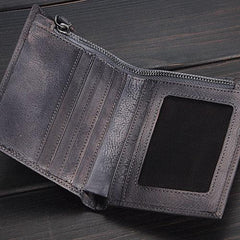 Handmade Mens Cool billfold Leather Wallet Men Small Slim Wallets Bifold for Men