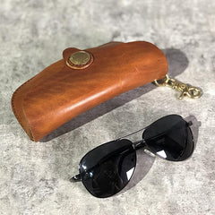 Handmade Mens Cool Brown Leather Glasses Case Glasses Box Black Glasses Holder Sunglasses Case for Men