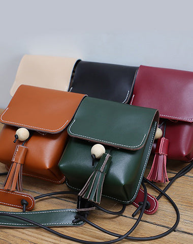 Cute LEATHER Small Side Bag Handmade WOMEN Phone Crossbody BAG Purse FOR WOMEN