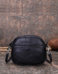 Vintage Small Leather Womens Round Shoulder Bag - Open View