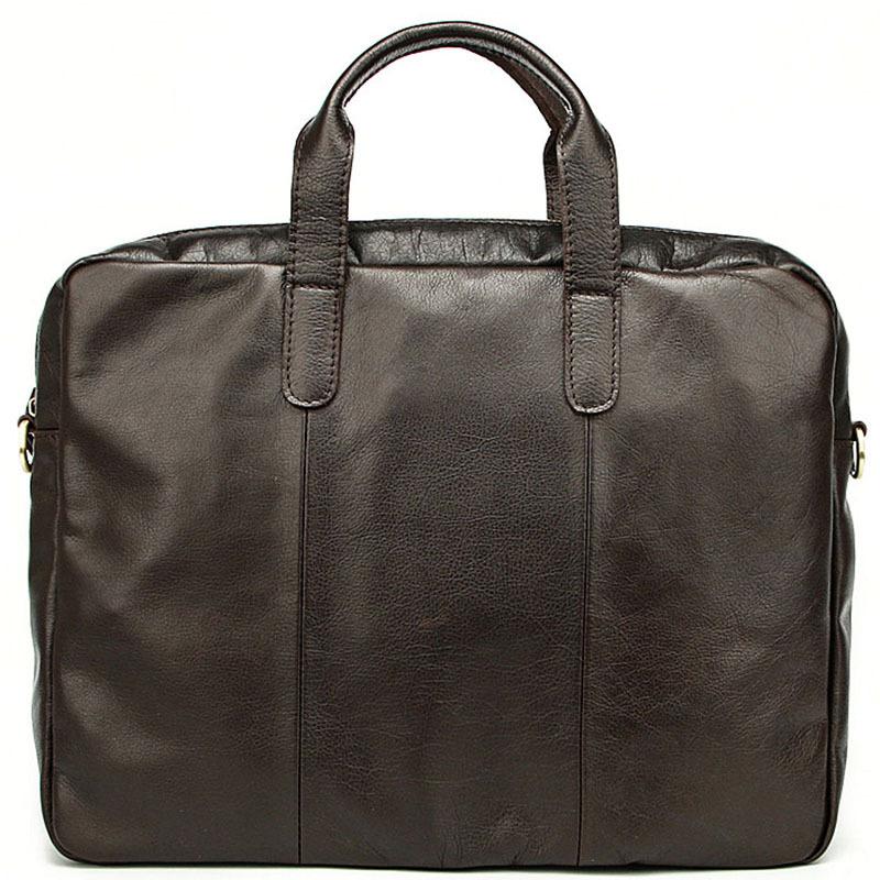 Vintage Coffee Mens Leather Briefcase Work Handbag - Card Slots Detail
