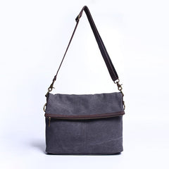 Canvas Mens 13‘’ Side Bag Courier Bag Gray Postman Bag Messenger Bag for Men