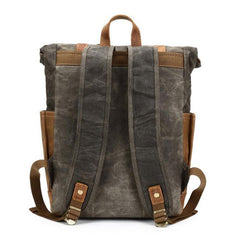 Waxed Canvas Leather Mens Travel Backpacks Canvas Backpack Canvas School Backpack for Men