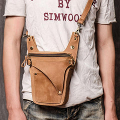 Cool Tan Men's Motorcycle Belt Pouch Belt Bag