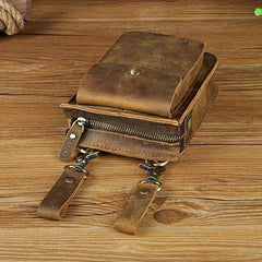 Mens Leather Small Belt Pouch Side Bag Waist Pouch COURIER BAG Holster Belt Case for Men