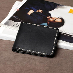 Handmade Leather Mens Cool Slim Leather Small Wallet Men Bifold billfold Wallet for Men